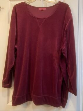Woman Within  Long-Sleeve Pullover - Burgundy.    (89)